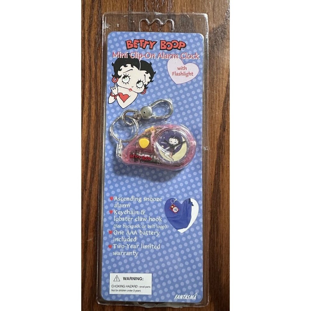 NEW BETTY BOOP MINI CLIP-ON ALARM CLOCK FLASHLIGHT for BACKPACK or BELT LOOP